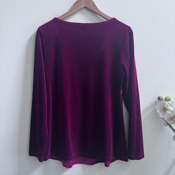 Women's Red Velvet Lace Trim Ruffle Long Sleeve Top Whimsigoth‎ Size Medium - Picture 2 of 8